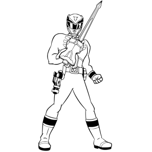 Ranger Branco erguendo o sabre para colorir