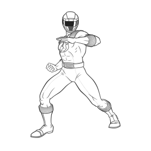 Ranger em posição de luta para colorir