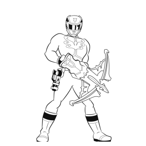 Ranger empunhando a espada e o escudo para colorir