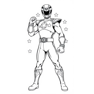 Ranger entre estrelas com o punho erguido para colorir