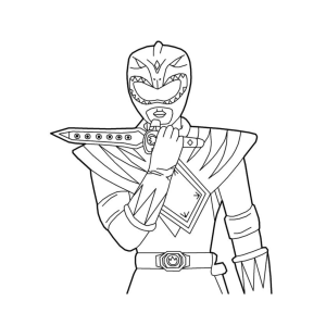 Ranger Verde com o escudo dourado para colorir