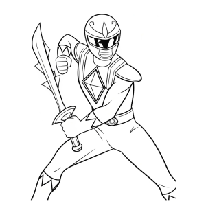 Ranger Vermelho com a Espada do Poder para colorir