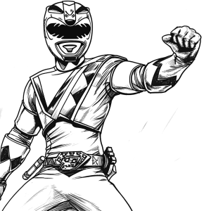 Ranger Vermelho mostrando os punhos para colorir