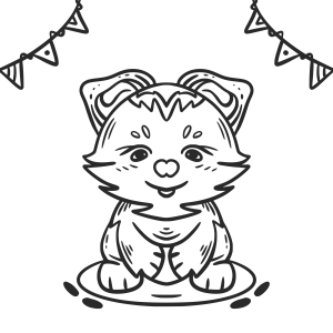 Raposa aniversariante com bandeirinhas para colorir