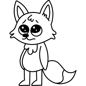 Raposa de pé com olhos enormes para colorir
