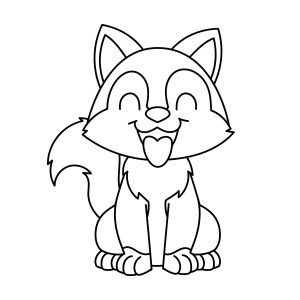 Raposa sorridente sentada para colorir