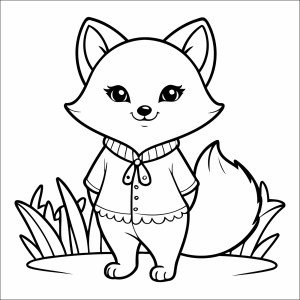 Raposa vestida de camisa no mato para colorir