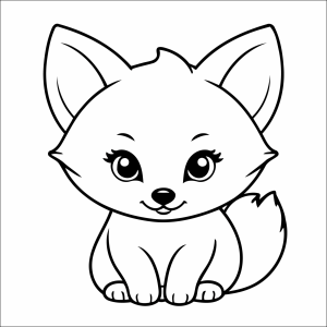 Raposinha de olhos brilhantes para colorir