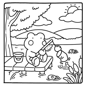 Ratinho lavando roupa na lavanderia para colorir