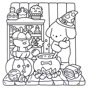 Ratinho preparando um bolo na cozinha para colorir