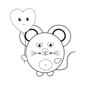 Rato Kawaii com Balão de Coração