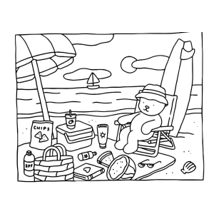 Relaxando na Praia com Ursinho