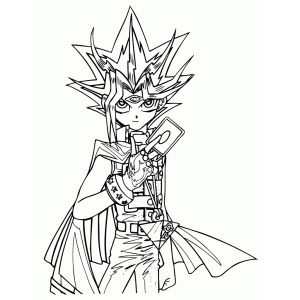 Retrato de Yugi Muto sorrindo para colorir