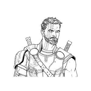 Retrato do Thor com barba e armadura para colorir