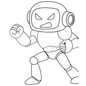 Robô de brinquedo em pose de luta para colorir
