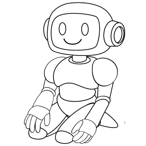 Robô de brinquedo sentado para colorir