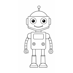 Robô de brinquedo sorridente para colorir