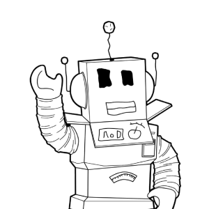 Robô do Roblox acenando para colorir