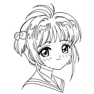 Rosto da Sakura sorrindo para colorir