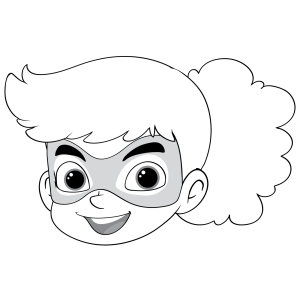 Rosto de menina super-heroína mascarada para colorir