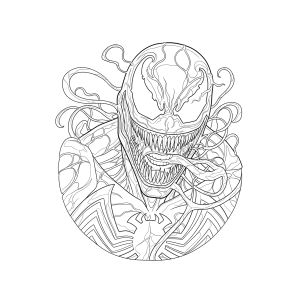 Rosto do Venom cercado de tentáculos para colorir