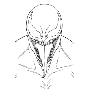 Rosto do Venom mostrando os dentes afiados para colorir
