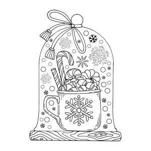Saco de Natal cheio de doces para colorir