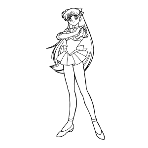 Sailor Mercury de pé em pose elegante para colorir
