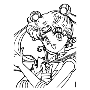 Sailor Moon com a Luna em cima da cabeça para colorir