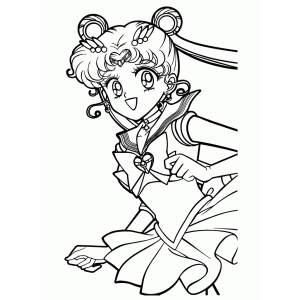 Sailor Moon saltando com os cabelos ao vento para colorir