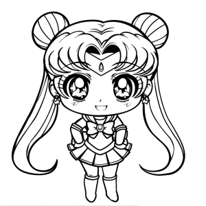 Sailor Moon versão chibi fofinha para colorir