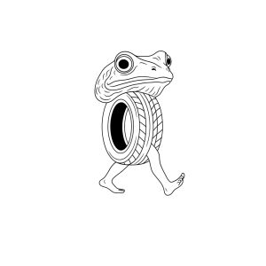 Sapo com corpo de pneu para colorir