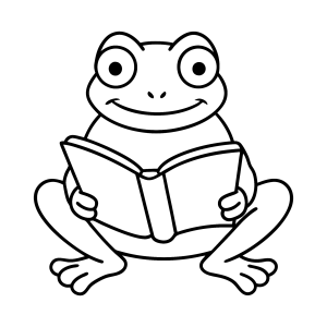Sapo lendo um livro para colorir