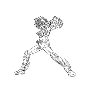 Seiya de Pégaso em pose de ataque para colorir
