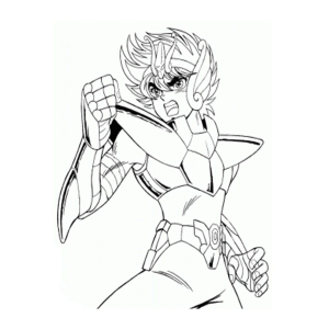 Seiya gritando ao elevar o cosmo para colorir