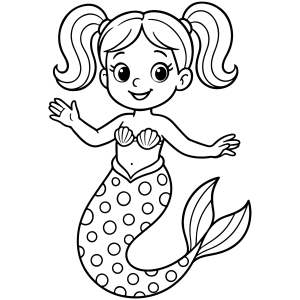 Sereia de maria-chiquinha acenando para colorir
