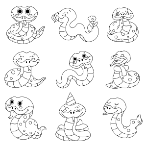 Serpentes Divertidas para Colorir