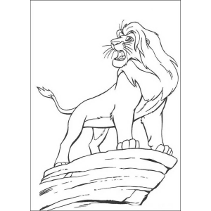 Simba adulto na Pedra do Rei para colorir