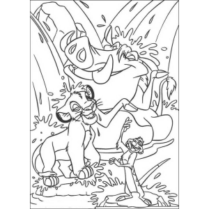 Simba e Nala na cachoeira para colorir