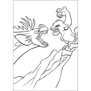 Simba e Nala no galho para colorir