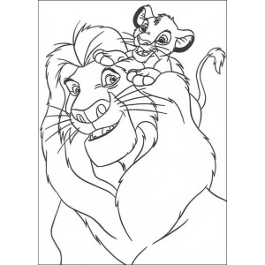 Simba em cima da cabeça de Mufasa para colorir