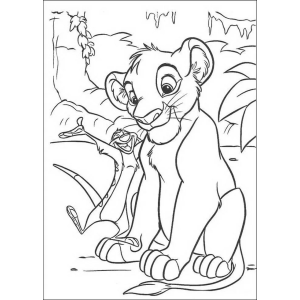 Simba filhote caminhando para colorir