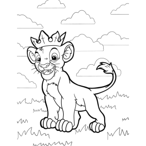 Simba filhote na savana para colorir