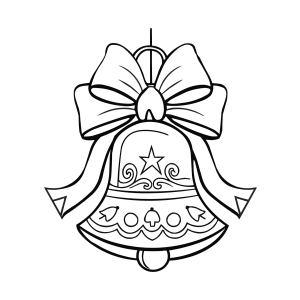 Sino de Natal com laço e enfeites para colorir