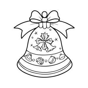 Sino de Natal com laço e estrelas para colorir