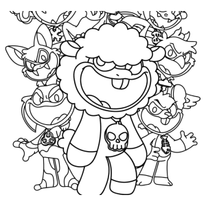 Smiling Critters de pelúcia em grupo para colorir