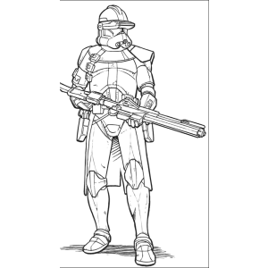 Soldado clone com blaster em punho para colorir