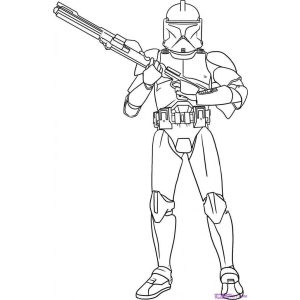 Soldado clone em posição de guarda para colorir