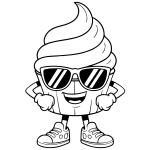 Sorvete de casquinha de óculos escuros para colorir