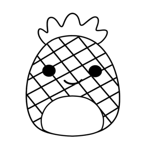 Squishmallow abacaxi com coroa de folhas para colorir